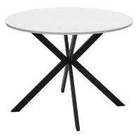 Стол ВЕГА D100 Белый, стекло/ черный каркас М-City