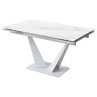 Стол Ниагара 140 БЕЛЫЙ МРАМОР, стекло / БЕЛЫЙ, М-City