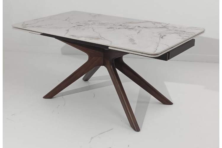 Стол EDER 160 GLOSS COLD JADE SOLID CERAMIC / Орех, ®DISAUR