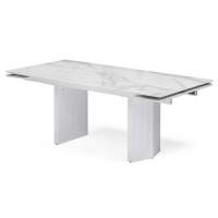 Стол МОЦАРТ 200 Белый мрамор, стекло / Белый М-City