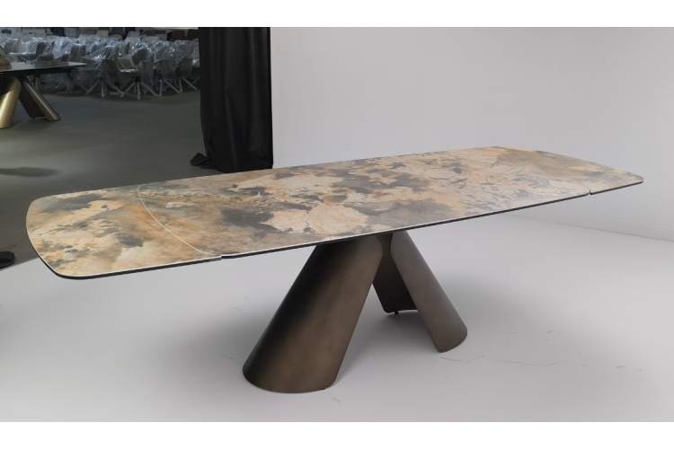 Стол CALDERON 180 TL-137 матовый, испанская керамика / брашированный каркас, цвет медный, ®DISAUR