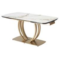 Стол MATERA 160 KL-188 Контрастный мрамор матовый, итал. керамика/ каркас цвета шампань, ®DISAUR