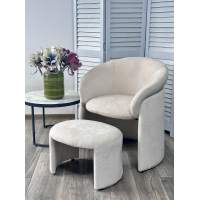 Кресло+оттоманка HUG AT5139-09 Св. бежевый, ткань/каркас металл в обивке AT5139-09 ®DISAUR