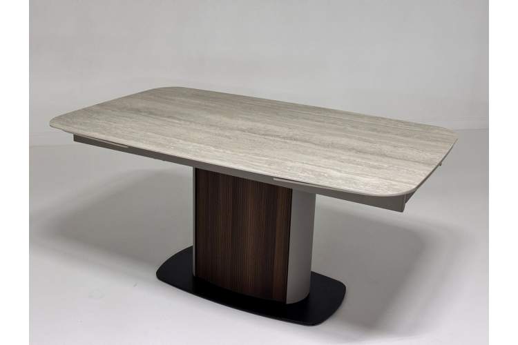 Стол DAGFINN 160 IVORY TRAVERTINE SOLID CERAMIC / Кофе / Орех, ®DISAUR-3