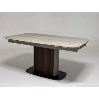 Стол DAGFINN 160 IVORY TRAVERTINE SOLID CERAMIC / Кофе / Орех, ®DISAUR