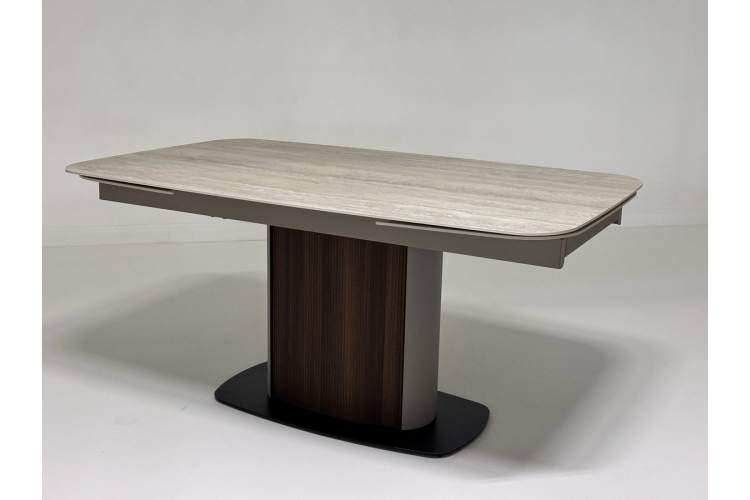 Стол DAGFINN 160 IVORY TRAVERTINE SOLID CERAMIC / Кофе / Орех, ®DISAUR