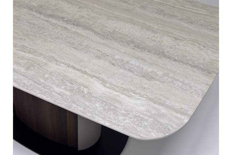 Стол DAGFINN 160 IVORY TRAVERTINE SOLID CERAMIC / Кофе / Орех, ®DISAUR-2