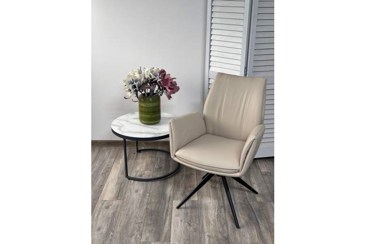 Стул YOZEF 360 град. поворот. HF017-02 Бежевый, экокожа / Черный, ®DISAUR-1