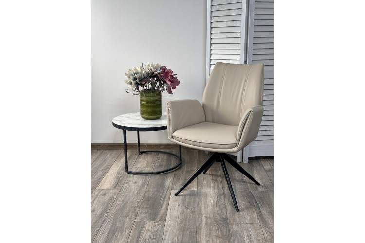 Стул YOZEF 360 град. поворот. HF017-02 Бежевый, экокожа / Черный, ®DISAUR