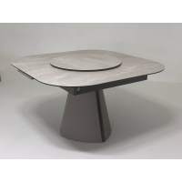 Стол RUBEN 132 TL-109 Серый мрамор, испанская керамика, стекло / Латте, ®DISAUR