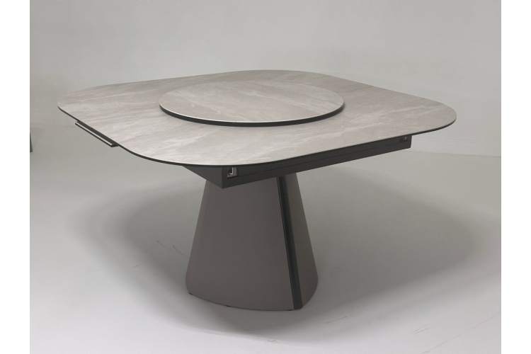 Стол RUBEN 132 TL-109 Серый мрамор, испанская керамика, стекло / Латте, ®DISAUR