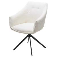 Стул CLOUDS 360 град. поворот. Белый Wales 101, букле/ черный каркас / Товарный знак DISAUR