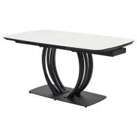 Стол MATERA 160 MARBLES KL-99 Белый мрамор матовый, итальянская керамика/ черный каркас, ®DISAUR