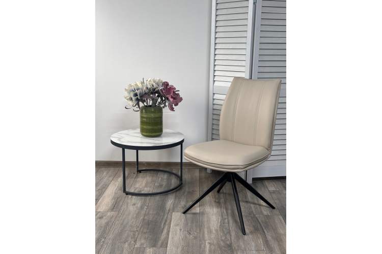 Стул YOHAN 360 град. поворот. HF017-02 Бежевый, экокожа / Черный, ®DISAUR