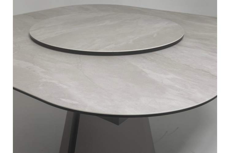 Стол RUBEN 132 TL-109 Серый мрамор, испанская керамика, стекло / Латте, ®DISAUR-3