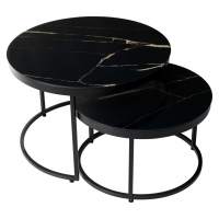 Журнальный столик Эрвин (комплект) Обсидиан, стекло/ черный каркас, M-city