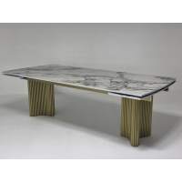 Стол АДАЖИО-2 240 (320) см ARCTIC OCEAN, керамика / Золотой каркас М-City