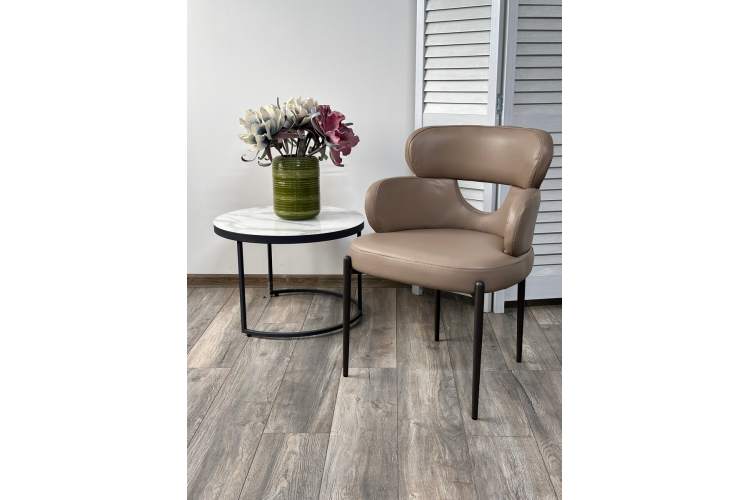 Стул VALTER HF017-20 Коричнево-серый, экокожа / Темно-серый каркас, ®DISAUR