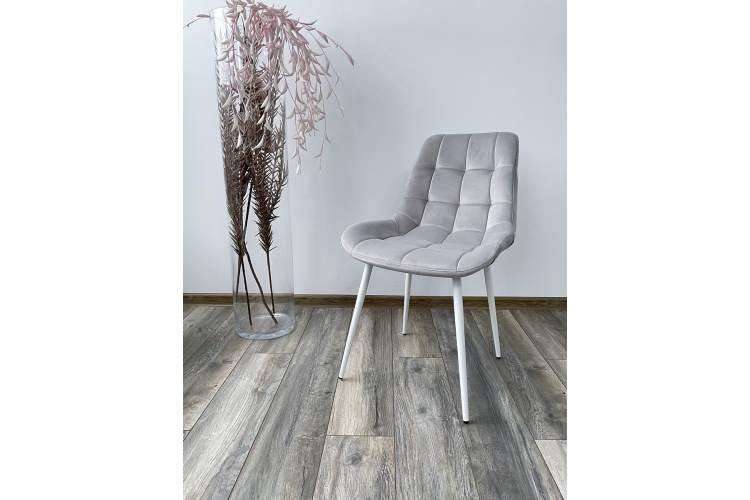 Стул ХОФМАН, цвет H-09 Светло-серый, велюр / белый каркас М-City-1