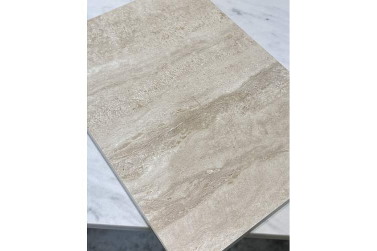 Стол CALVIN 180 MATTE ROME TRAVERTINE SOLID CERAMIC / Серый дуб, ®DISAUR-1