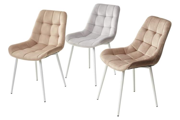 Стул ХОФМАН, цвет H-09 Светло-серый, велюр / белый каркас М-City-2