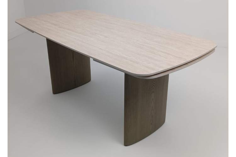 Стол CALVIN 180 MATTE ROME TRAVERTINE SOLID CERAMIC / Серый дуб, ®DISAUR