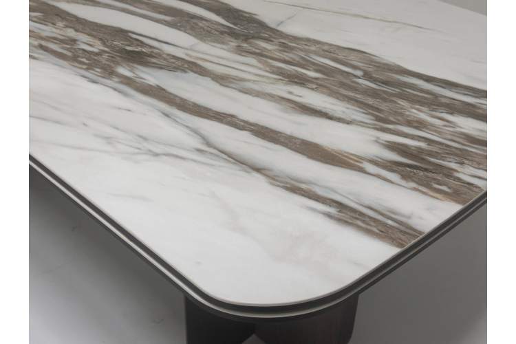 Стол INGERMAN 200 KARAKATA BROWN, керамика на стекле / Темно-серый металл+ шпон, каркас, ®DISAUR-4