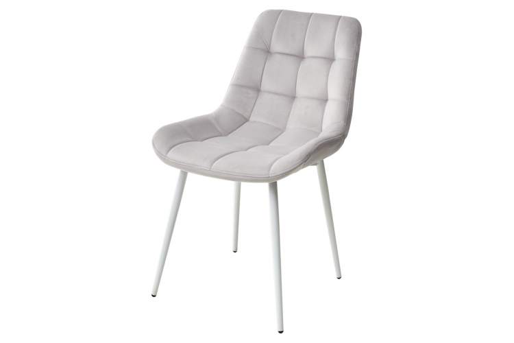 Стул ХОФМАН, цвет H-09 Светло-серый, велюр / белый каркас М-City