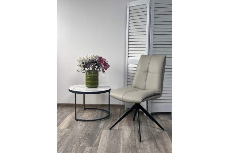 Стул VIGGE 360 град. поворот. HF017-11 / HF017-12 Бежевый, экокожа / Черный каркас, ®DISAUR