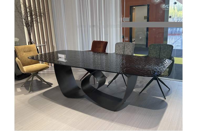 Стол TOVE 240 GREY, стекло BUBBLE / Шоколадное золото каркас ®DISAUR-1