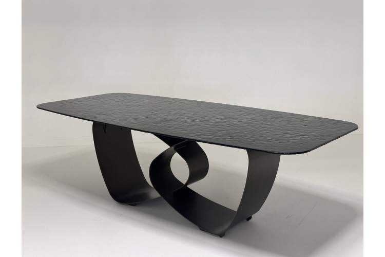 Стол TOVE 240 GREY, стекло BUBBLE / Шоколадное золото каркас ®DISAUR