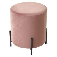 Пуф для гостиной ФЕЛИКС круглый розовый #15, велюр / черный каркас М-City