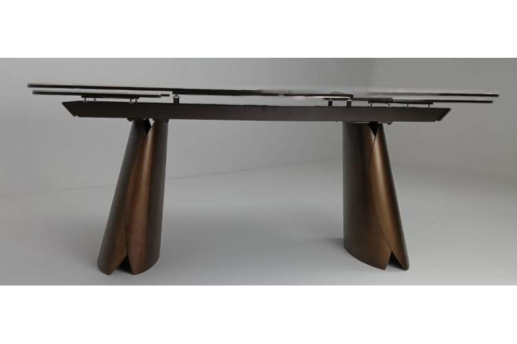 Стол IMBERT 180 GLOSS PATAGONIA, керамика на стекле/ брашированный каркас, цвет медный, ®DISAUR-3