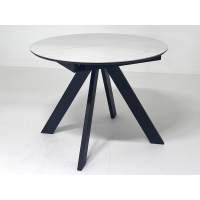 Стол БОНЖУР 100 БЕЛЫЙ МРАМОР, керамика / ЧЕРНЫЙ каркас М-City