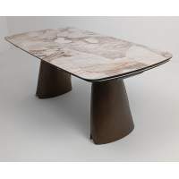 Стол IMBERT 180 GLOSS PATAGONIA, керамика на стекле/ брашированный каркас, цвет медный, ®DISAUR