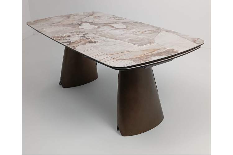 Стол IMBERT 180 GLOSS PATAGONIA, керамика на стекле/ брашированный каркас, цвет медный, ®DISAUR