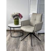 Стул STIG 360 град. поворот. HF017-11 / HF017-12 Бежевый, экокожа / Черный каркас, ®DISAUR