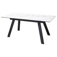 Стол МОРИС-2 140 MATTE БЕЛЫЙ МРАМОР, керамика / Черный каркас, М-City