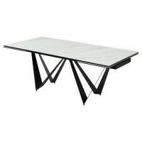 Стол RIETI 200 KL-99 Белый мрамор матовый, итальянская керамика / черный каркас, ®DISAUR