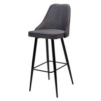 Барный стул NEPAL-BAR СЕРЫЙ #27, велюр/ черный каркас (H=78cm) М-City Барный стул NEPAL-BAR СЕРЫЙ #27, велюр/ черный каркас (H=78cm) М-City