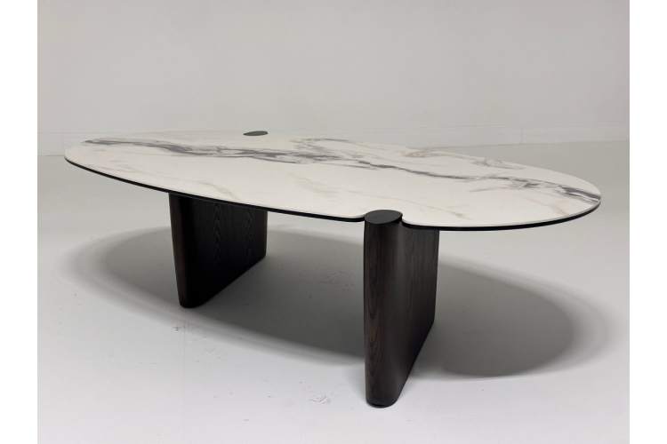 Стол кофейный ARN FENDI WHITE керамика на стекле/массив/ МДФ, облицованный дубовым шпоном ®DISAUR-4