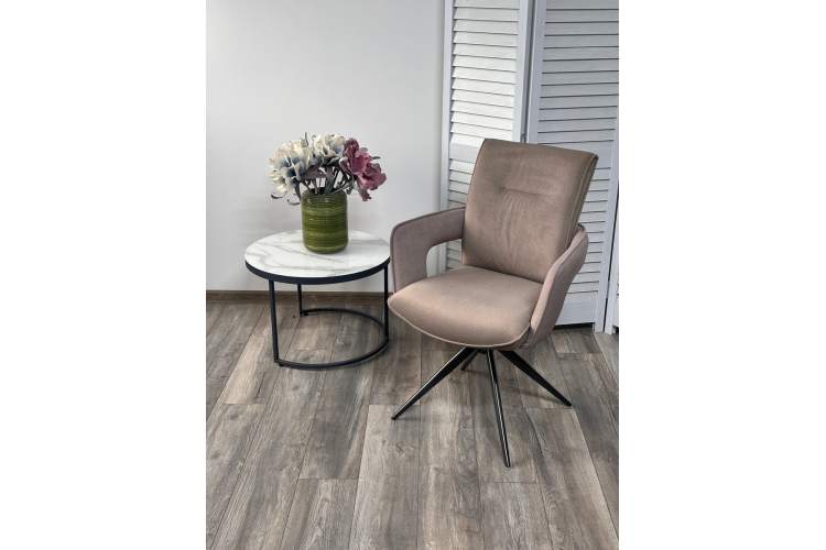 Стул KINNET 360 град. поворот. MOHAIR-440 / CASTEL-20 Шоколадный,ткань/ Тем.-серый каркас, ®DISAUR-1