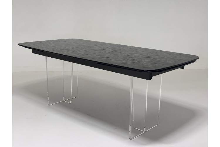 Стол LAURITS 200 GREY, стекло BUBBLE / Прозрачный каркас ®DISAUR-3