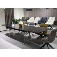 Стол LAURITS 200 GREY, стекло BUBBLE / Прозрачный каркас ®DISAUR