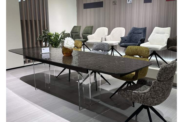 Стол LAURITS 200 GREY, стекло BUBBLE / Прозрачный каркас ®DISAUR