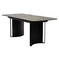 Стол RASMUS 160 KL-80 Серый мрамор, итальянская керамика / черный каркас, ®DISAUR