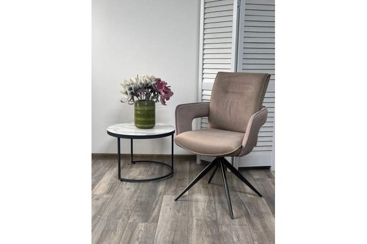 Стул KINNET 360 град. поворот. MOHAIR-440 / CASTEL-20 Шоколадный,ткань/ Тем.-серый каркас, ®DISAUR