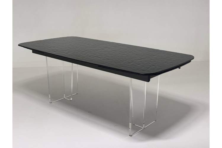 Стол LAURITS 200 GREY, стекло BUBBLE / Прозрачный каркас ®DISAUR-2