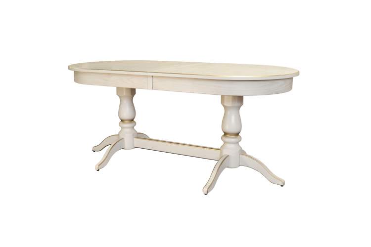 Стол обеденный Тарун 3 раздвижной слоновая кость/золото 150/200*84