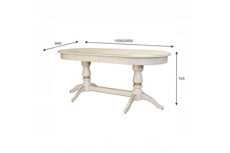 Стол обеденный Тарун 3 раздвижной слоновая кость/золото 150/200*84-3